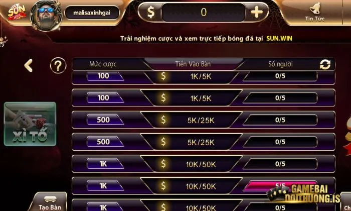 Bài tây sunwin Xì Tố Sunwin