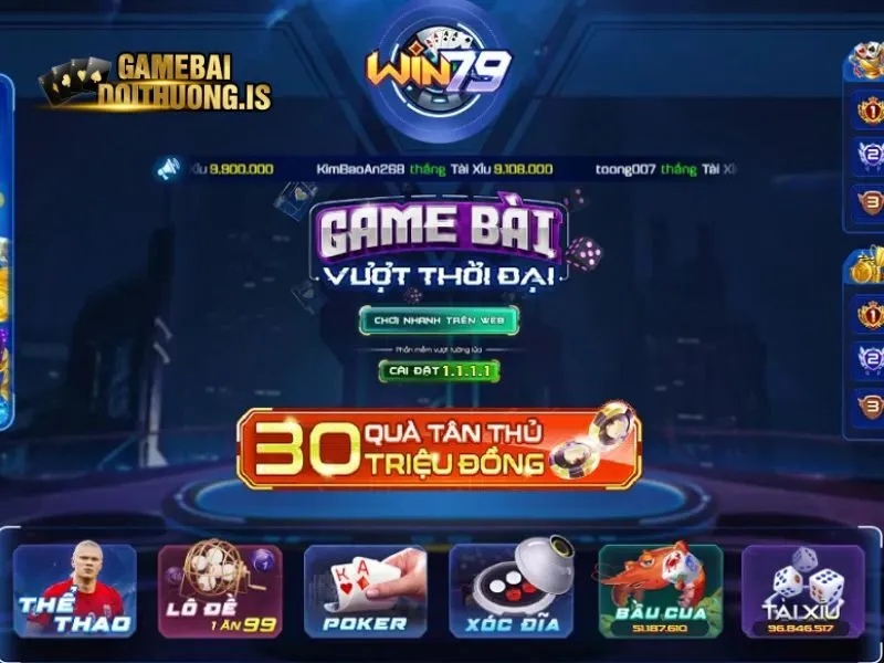 Chơi game bài ăn tiền trên WIn79 miễn phí