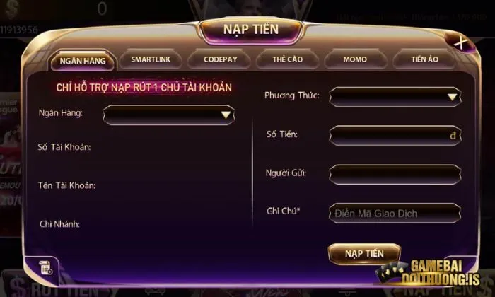 Nạp và rút tiền nhanh chóng tại Mayclub