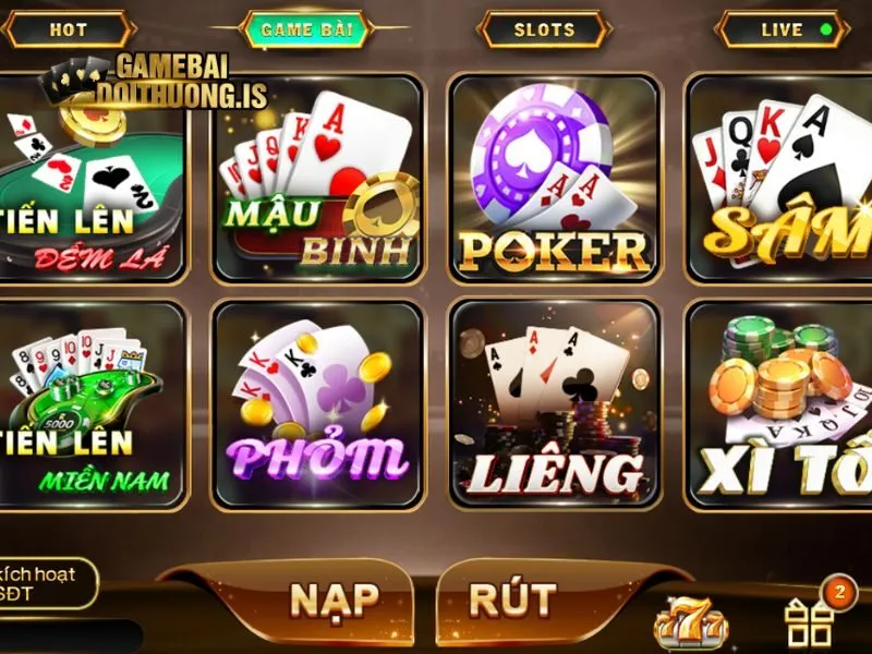 Liêng VIN được cung cấp tại sảnh chính cổng game