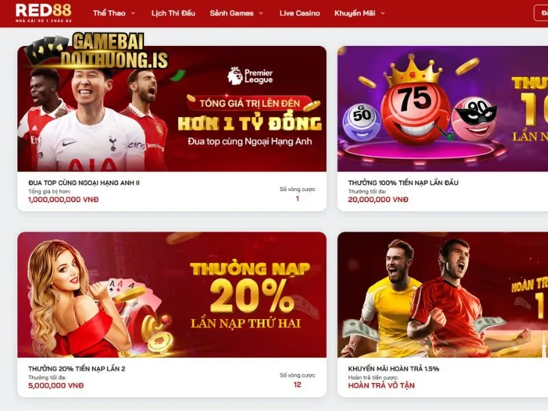 Nhiều khuyến mãi lớn khi chơi game bài cùng RED88