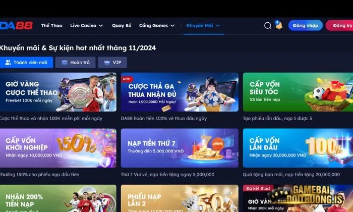 tải game bài đổi thưởng Da88 Ngập tràn khuyến mãi hấp dẫn cho tân thủ