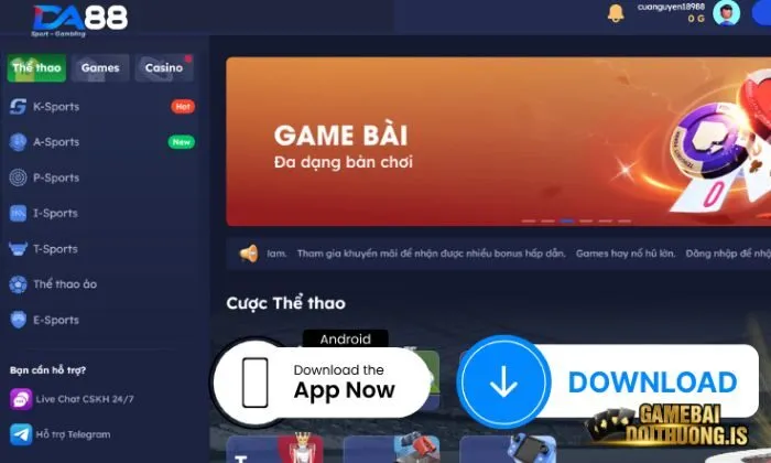 tải game bài đổi thưởng Da88 Tải Da88 về di động