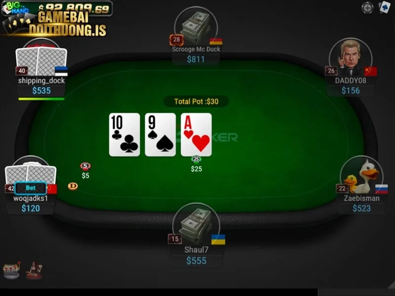 Vòng cược thứ 2 với các lá bài chung